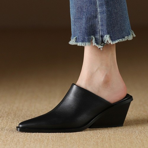 Ciabatta donna Occident Runway inglese a punta mules tacco alto zeppa pelle - Foto 14 di 27