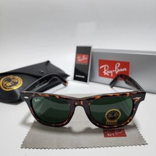 Ray-Ban RB2140 Wayfarer Classic Sunglasses Tortoise Frame Green Glass Lens 50mm 