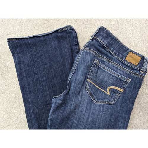 American Eagle Künstler Schlagjeans dunkle Waschung Damengröße 10 Denim niedriger Bund