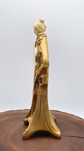 Jugendstil Reproduktion Kaminuhr Frau Gold Rosen - Bild 7 von 24