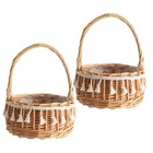  2 kleine Weidenkörbe mit Henkel und Quasten – rustikale Blumenkörbe für