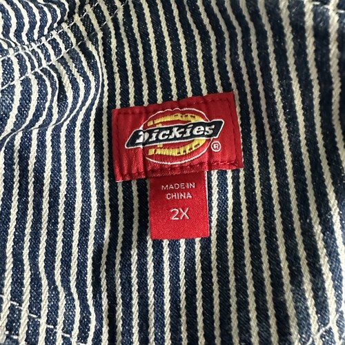 Dickies Rail Road Pinstripe Overalls Bibs Women’s Size 2X Blue White Carpenter - Picture 4 of 15