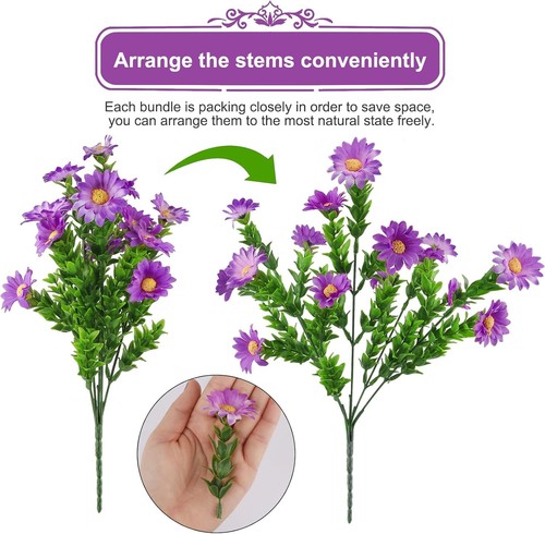 12 Bundles Artificial Fake Flowers for Outdoor Decoration,UV Multi Color - Picture 6 of 9