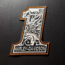 Harley Davidson Motorcycles Number 1 Iron On Sew On Embroidered Patch Large 12x8