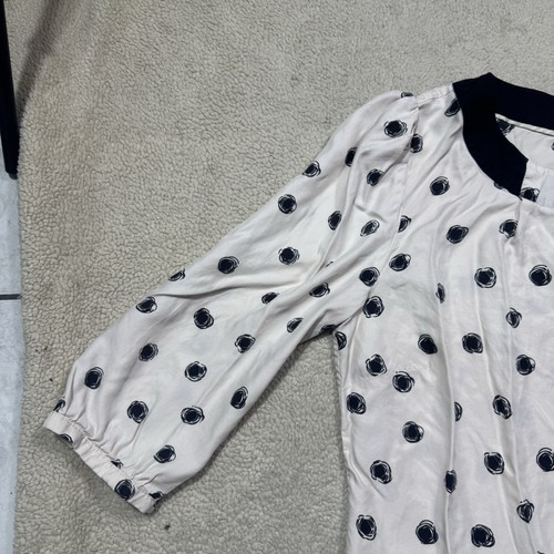 Boden Top Mujer 10R Blanco Negro Lunares Manga 1/2 Pullover Viscosa Seda Camiseta - Imagen 3 de 13