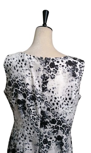 Preston & York Dress 12 Cheetah Print Sleeveless Sheath Midi Black White Gray - Picture 5 of 17