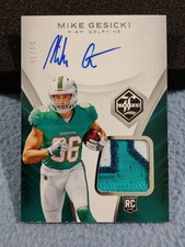2018 LIMITED MIKE GESICKI RPA ROOKIE PATCH AUTO SILVER 57/75 RC MIAMI DOLPHINS