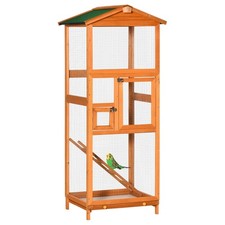 PawHut 65 Large Wooden Vertical Outdoor Aviary Flight House Bird Cage With 2