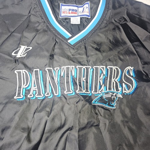 Vintage Pro Line Carolina Panthers Jacket Mens Large Black Windbreaker Pullover  - Picture 2 of 6