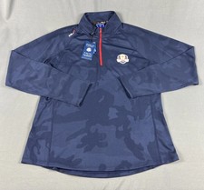 RLX Golf Pullover Ryder Cup Ralph Lauren Womens USA Camo 1/4 Zip Blue Large 125