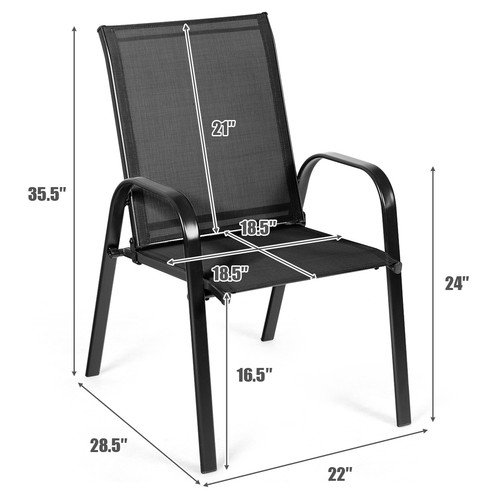2PCS Patio Chairs Outdoor Dining Chair Durable Garden Deck Yard W/Armrest Black - Picture 2 of 12