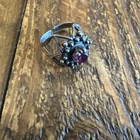 Vintage Ring Pink Gemstone Silver 925 star size 8 Star Silver beads