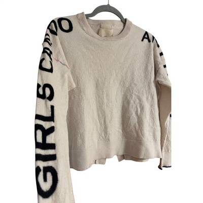 Zadig & Voltaire Rony Bis M Girls Can Do Anything Merino Wool Sweater Cream