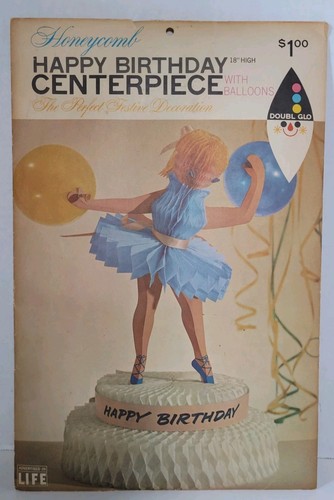 Vintage Doubl Glo Waben Happy Birthday Herzstück Ballerina - Bild 1 von 12