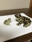 2 MCCOY POTTERY FROG FIGURINES 2" AND 5"