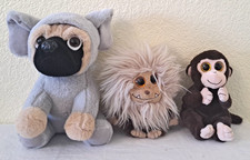 Ty Beanie Baby Lot Of 3. Pug Puppy w/hoodie, Frizzy, Boos Bananas