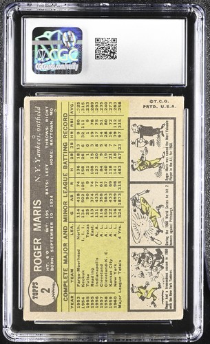 1961 Topps #2 Roger Maris CGC 3.5 - Picture 2 of 2
