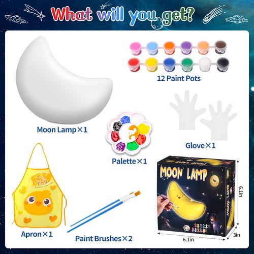 Paint Your Own Moon Lamp Kit, DIY Moon Night Light Art Toys Arts and Crafts f... - Picture 3 of 7