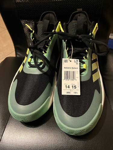adidas Adizero Select Green Black Basketball Shoes Training Mens Sz 14 D19