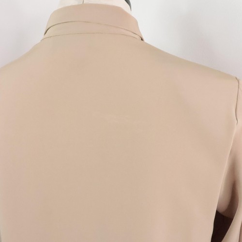 Vintage Petite Sophisticate Women's 2 Tan Polyester Button-Up Collared Blouse - Picture 8 of 11