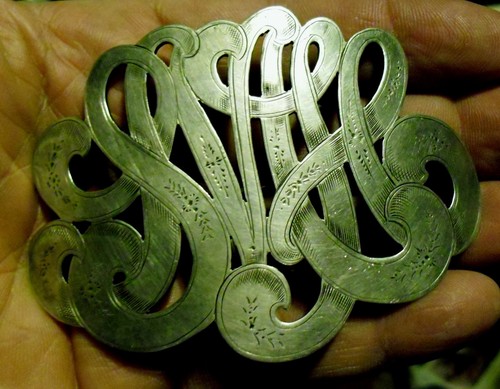 SUPERB STERLING SILVER LARGE ART NOUVEAU PIN BROOCH ARTISAN CRAFTED 4" LONG L@@K - Picture 6 of 8
