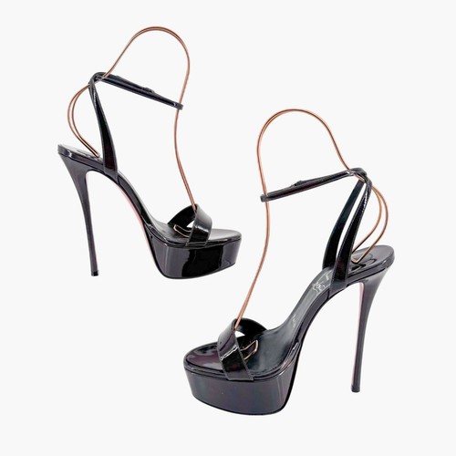 Sandalias Christian Louboutin Loubi Queen Alta Plataforma Talla 38.5 EE. UU. 8.5 Negras - Imagen 10 de 14