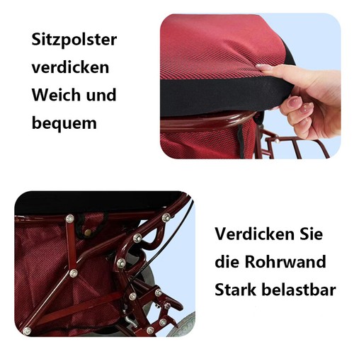 Leichtgewicht Rollator mit Luftbereifung Gehhilfe extra klein zusammenfaltbar - Bild 9 von 13
