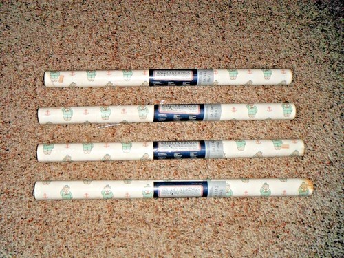 Nautical Sailor Anchor Wallpaper 1989 Boys Girls Saluting Bear 4 Rolls Vintage - Picture 1 of 3