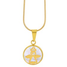 Womens Plated Stainless Steel Angel Medallion 16" Snake Chain Necklace SCP 014