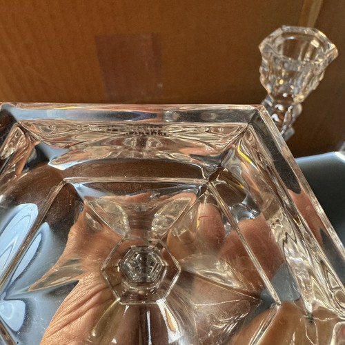 TIFFANY & CO CRYSTAL CANDLE HOLDERS CANDLESTICKS TALL HAMPTON GUC - Picture 3 of 6