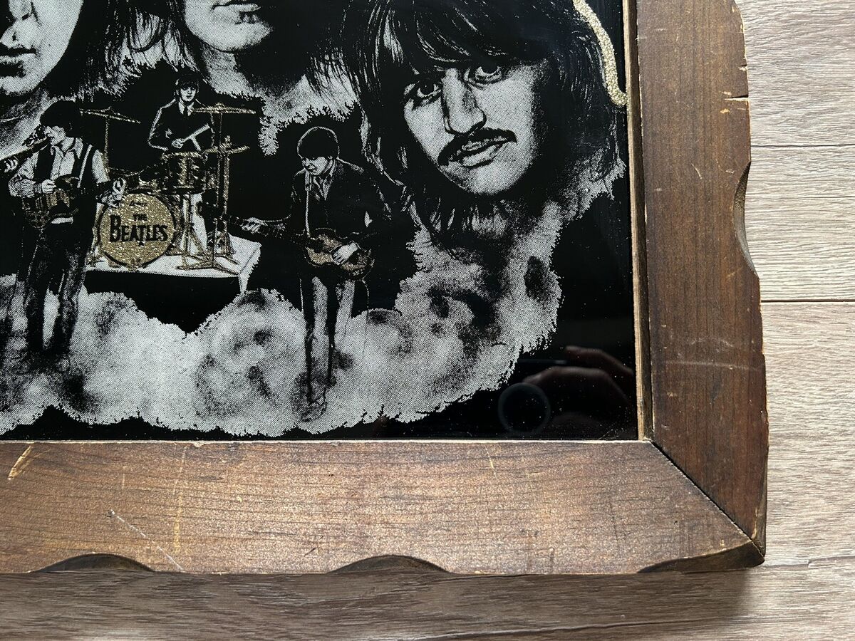 Vintage The Beatles IBM Photo Outlined Gold Glitter Picture Vintage The Beatles IBM Photo Outlined Gold Glitter Picture
