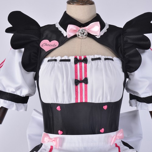 USA Stock! Nekopara Chocola Maid Dress Cosplay Costume with Cat Ears - Picture 7 of 9