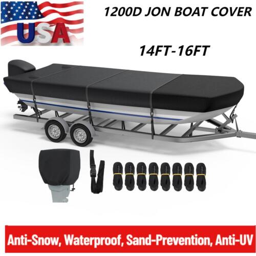 RVMasking Rip-stop 1200D Waterproof Jon Boat Cover 14-16' Heavy Duty Boat Cover - Picture 14 of 20
