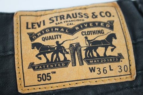 Levi's 505 Men's 36 x 30 Straight Regular Black Denim Jeans #C634 - Picture 3 of 7
