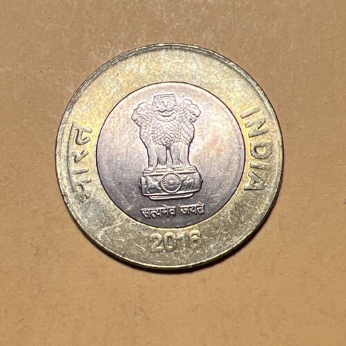 India 10 Rupees Current AU Circulated Bimetallic Coin Dated 2016 - Calcutta Mint - Picture 2 of 2