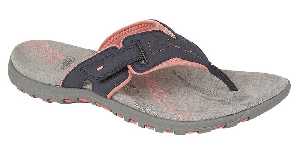 PDQ Angela Ladies Toe Post Mule Trek Extra Padded Sandal Navy/Coral Synth.Nubuck PDQ Angela Ladies Toe Post Mule Trek Extra Padded Sandal Navy/Coral Synth.Nubuck