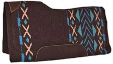 Showman 34" x 36" Teal, Turquoise, Tan & Brown Memory Felt Bottom Saddle Pad