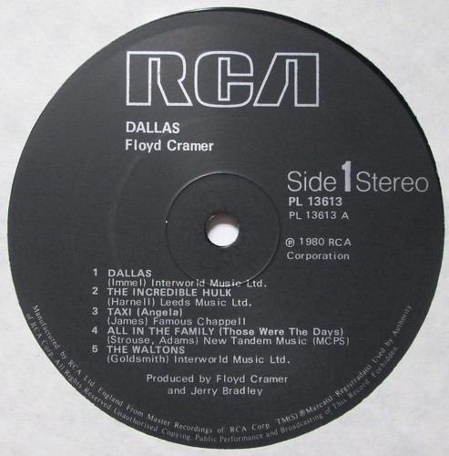 Floyd Cramer - LP - Dallas - 1980 - RCA PL 13613 - EX/EX - Picture 3 of 3