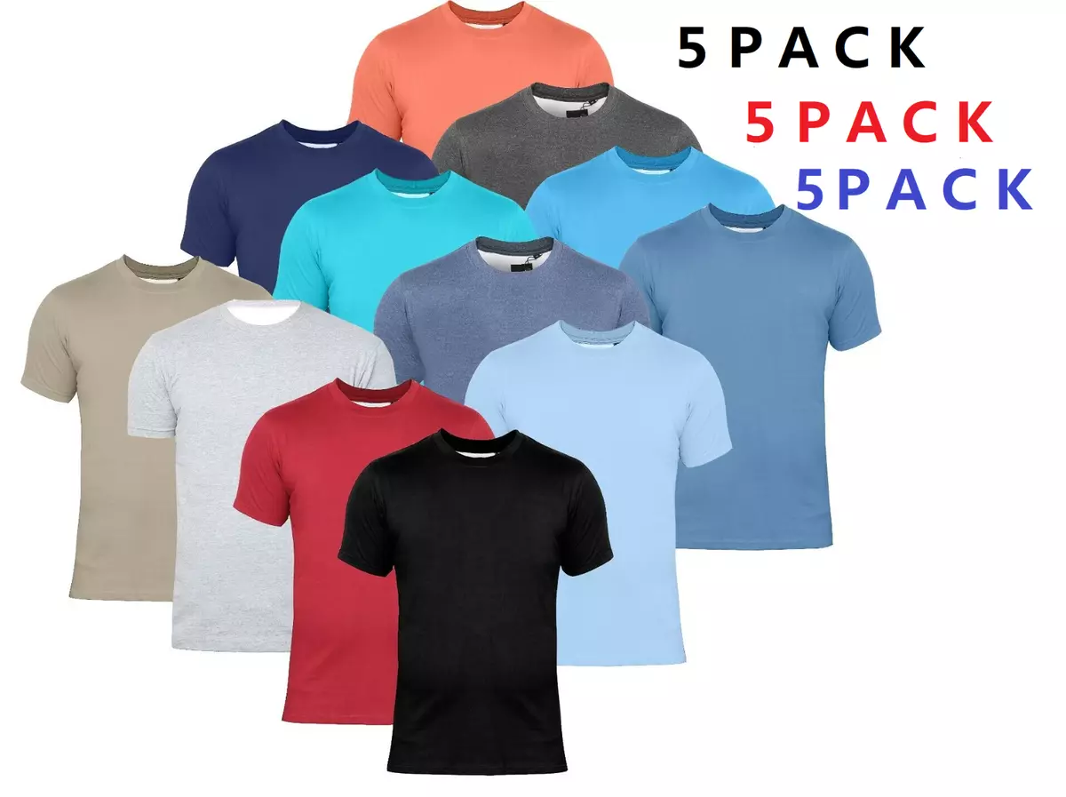 5 Pack men Plain Cotton Short Sleeve T Shirt Tops Bulk mix random