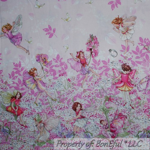 BonEful Fabric FQ Cotton Quilt Purple White Flower Tooth Fairy Angel Cherub Star - Picture 12 of 15