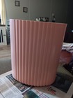 Vintage Sally Designs  Pink Oval Trash Can MCM Ribbed Plastic Retro