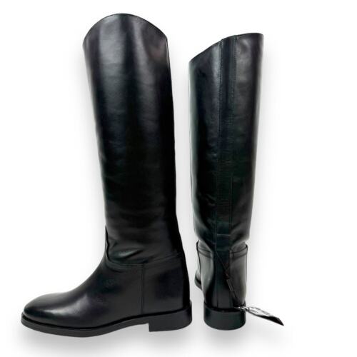 New with tags MASSIMO DUTTI knee high tall black leather riding equestrian boots - Picture 12 of 15