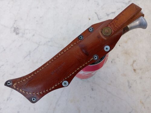 Cuchillo de caza vintage Geilo Norge Noruega Bowie desollado supervivencia funda de cuero - Imagen 9 de 24