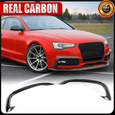 Real Carbon Front Bumper Splitter Fog Canard Fins For Audi A5 Sline S5 2012-2016