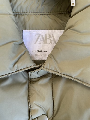 New zara boys light khaki Green padded overshirt Jacket Coat size 3-4 Years - Picture 5 of 6