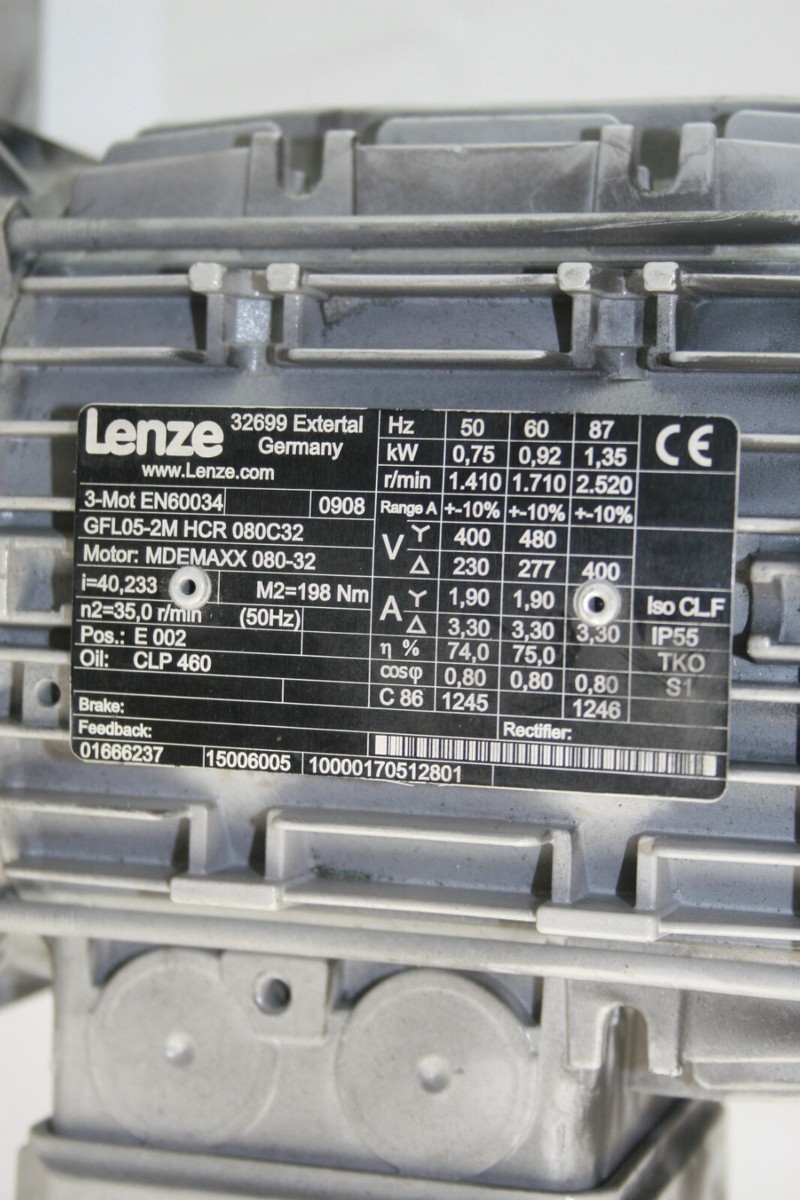 Lenze 3-Mot EN60034 Motor with Gear Reducer Hz: 50/60/87 | eBay