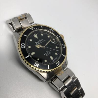 BULOVA OCEANOGRAPHER 25 JEWELS 社外レザーベルト BULOVA OCEANOGRAPHER 25 JEWELS 80s VINTAGE BLACK & SILVER