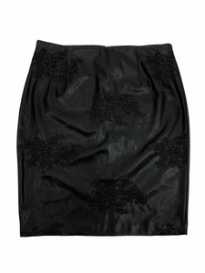WORTHINGTON-Women-039-s-Faux-Leather-Pencil-Skirt-Embroidered-Black-Size-16