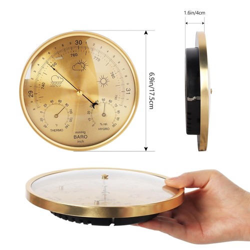 3-in-1 All-Season Wall Hanging Thermometer, Barometer, Hygrometer | black - Picture 3 of 9