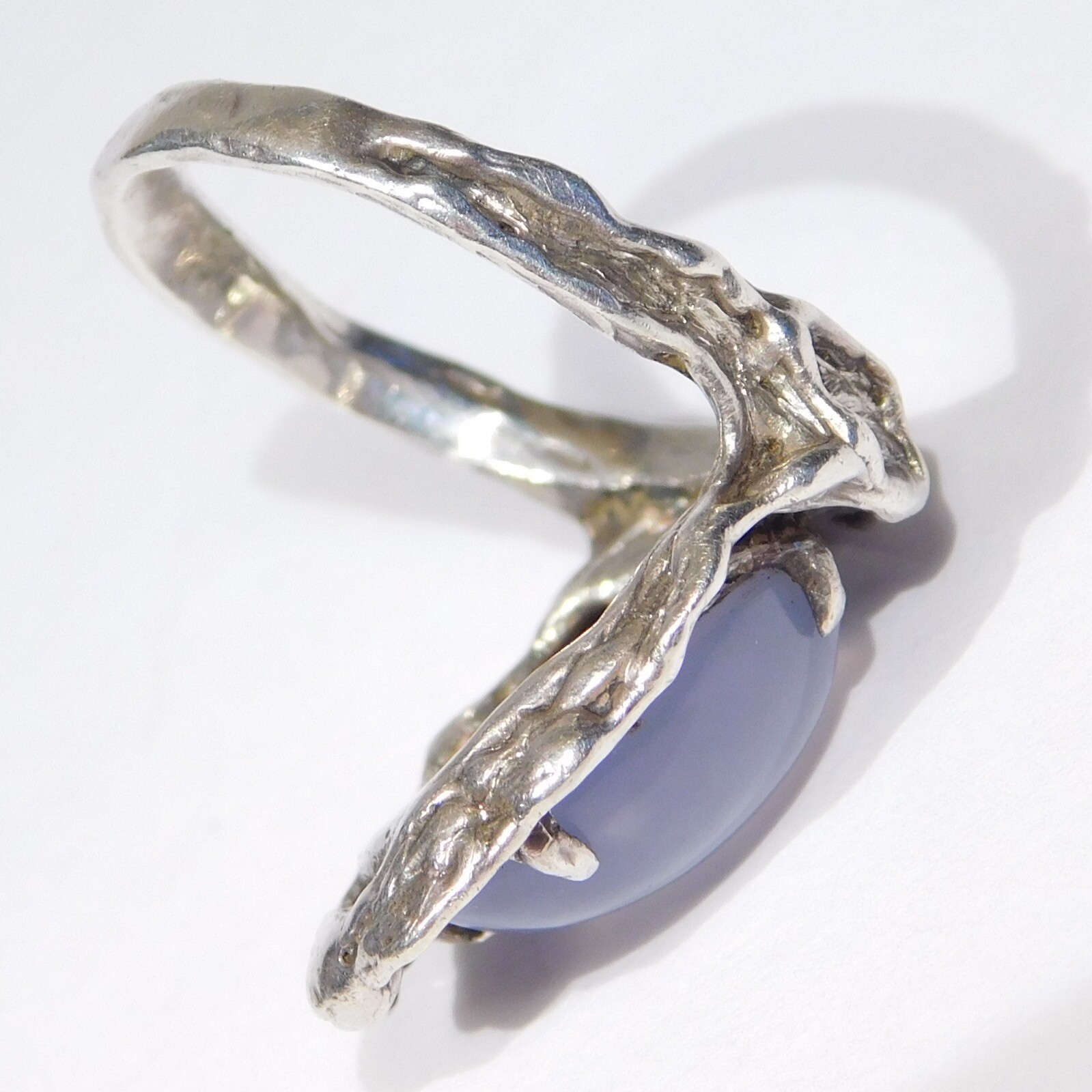 MODERNIST STERLING RING WITH CHALCEDONY MID CENTU… - image 3